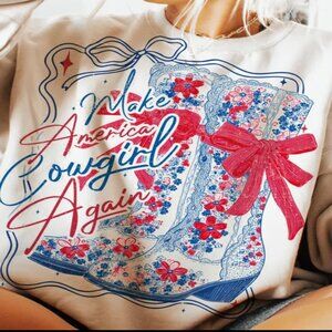 "MAKE AMERICA COWGIRL AGAIN" GLITTER Transfer Tee